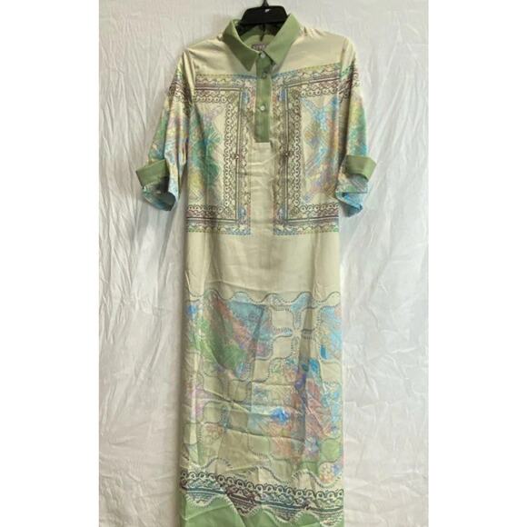 NWT NNA Enjoy Multicolor Eggshell Print A-Line Jane Dress Sz. M - Picture 1 of 5